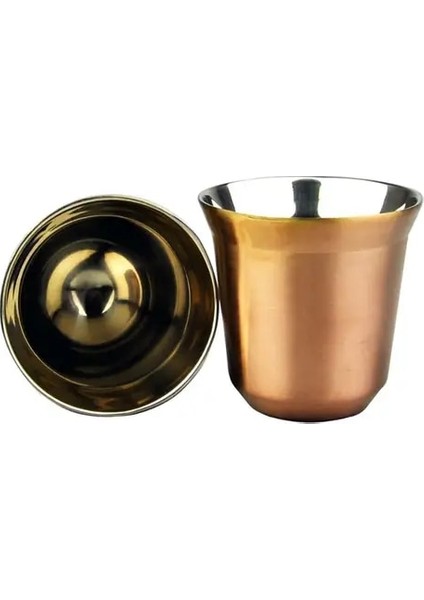 Rose Gold 80ML 2pcs Espresso Kupalar 80ML 160ML 2'li Set, Paslanmaz Çelik Espresso Bardak Seti, Yalıtımlı Çay Kahve Kupaları Çift Duvar Bardaklar Bulaşık Makinesinde Yıkanabilir (Yurt Dışından)