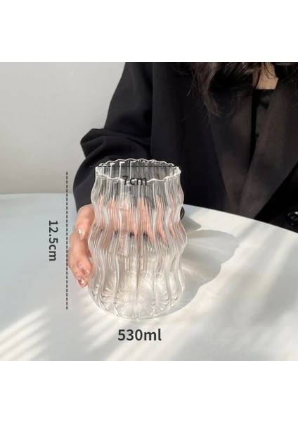 Şerit B-530ML 410-865ML 18OZ Cam Kahve Kupaları Süt Kupası Cam Isıya Dayanıklı Içme Bardakları Kahvaltı Fincan Su Bardağı Büyük Kapasiteli Tumbler (Yurt Dışından)