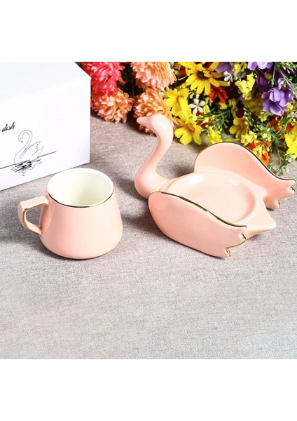 Pembe 101-200 ml Eğlence Öğleden Sonra Çayı Kahve Fincanı Yaratıcı Kuğu Kahve Fincanı Seti Kahve Fincanı Plaka Seramik Bardak (Yurt Dışından)