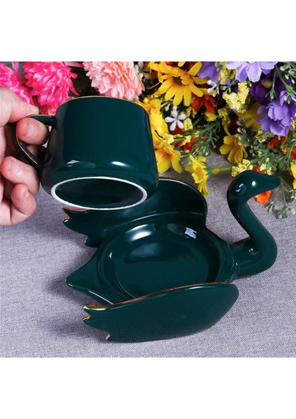 Pembe 101-200 ml Eğlence Öğleden Sonra Çayı Kahve Fincanı Yaratıcı Kuğu Kahve Fincanı Seti Kahve Fincanı Plaka Seramik Bardak (Yurt Dışından)