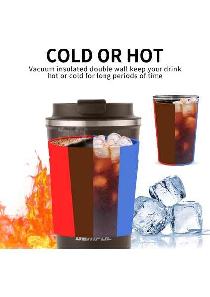 Siyah 380ML 13OZ Gemful 13OZ Yalıtımlı Seyahat Kahve Kupa 380ML Paslanmaz Çelik Vakum Bardak (Yurt Dışından) modelleri