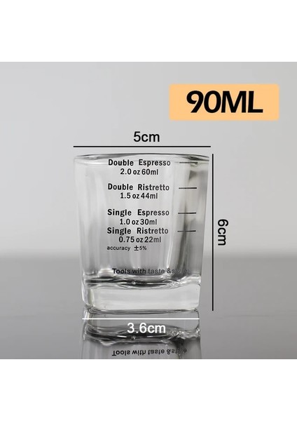 90ML 30ML/60ML/90ML Cam Ölçüm Kabı Ölçeği Malzemeleri Espresso Atış Cam Sıvı Cam Ons Bardak Mutfak Ölçü Kahve Aracı Barista (Yurt Dışından)