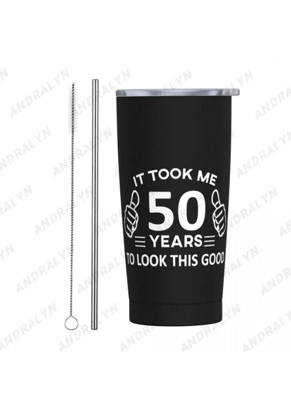 Siyah 400-600ML 50. Doğum Günü Hediyeleri Paslanmaz Çelik Termal Kupa Bira Bardak Termos Çay Kahve Su Şişesi Termo Şişeler Kapaklı Araba (Yurt Dışından)