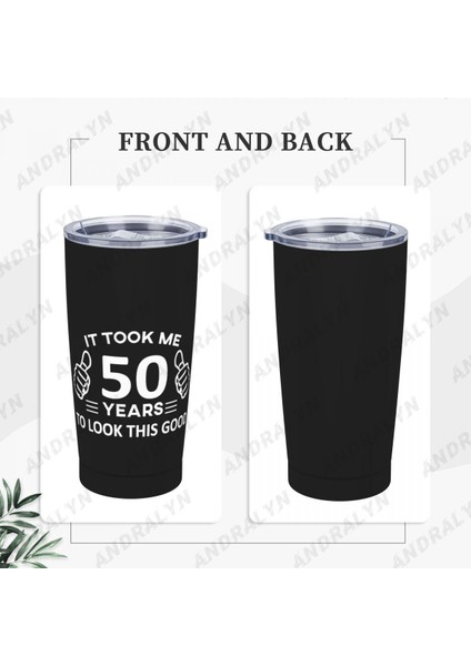 Siyah 400-600ML 50. Doğum Günü Hediyeleri Paslanmaz Çelik Termal Kupa Bira Bardak Termos Çay Kahve Su Şişesi Termo Şişeler Kapaklı Araba (Yurt Dışından)