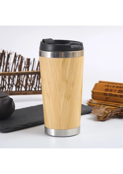Stil 2 400-600ML Pastoral Stil 304 Paslanmaz Çelik Su Şişesi Basit Içme Kupası Çift Bambu Kabuk Kahve Fincanı Mutfak Aletleri 2023 Vakum (Yurt Dışından)