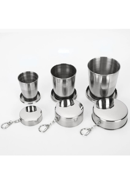 1 Adet 250ML 4 Adet Paslanmaz Çelik Katlanır Bardak Taşınabilir Açık Seyahat Kamp Teleskopik Bardak Anahtarlık ile Su Kahve Handcup كاسات قهوة (Yurt Dışından) indirimleri