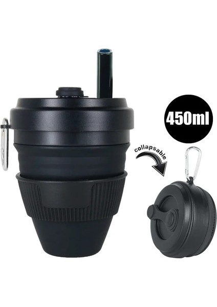 STYLE2WHITEGREEN 450ML Katlanır Silikon Bardak Kupalar Katlanabilir Kahve Kamp Saman Kapaklı Bardak Spor Şişe Kancası Genişletilebilir Haşlanma Korumalı Yeniden Kullanılabilir (Yurt Dışından)