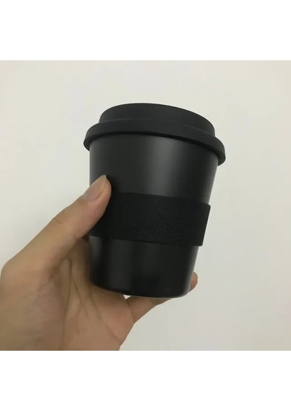 Kapaklı ve Bantlı 300ML Kahve Kupaları 300ML Bambu Elyaf Kahve Bantlı Fincan, Biyobozunur Içecek Bardağı Bebek Yemek Takımı Kahve Fincanları, Silikon Kapaklı El Bardağı (Yurt Dışından)