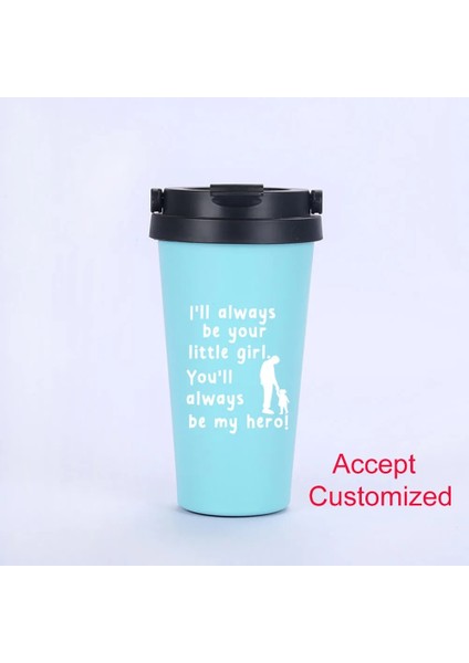 Açık Mavi Logonuzu Ekleyin Özel Kişiselleştirilmiş Yalıtımlı Çift Duvar Paslanmaz Çelik Seyahat Kahve Fincanları Monogramlı ve Kazınmış Su Şişesi (Yurt Dışından)