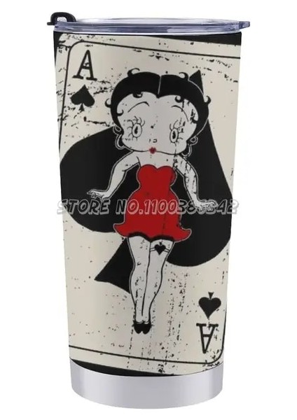 20 Oz - Boop 20 Oz Araba Fincan Seyahat Kahve Kupa Paslanmaz Çelik Yalıtımlı Kahve Içecek Çay Bardağı Klasik Sıkıntılı Ace Goth Ölüm Retro Sp (Yurt Dışından)