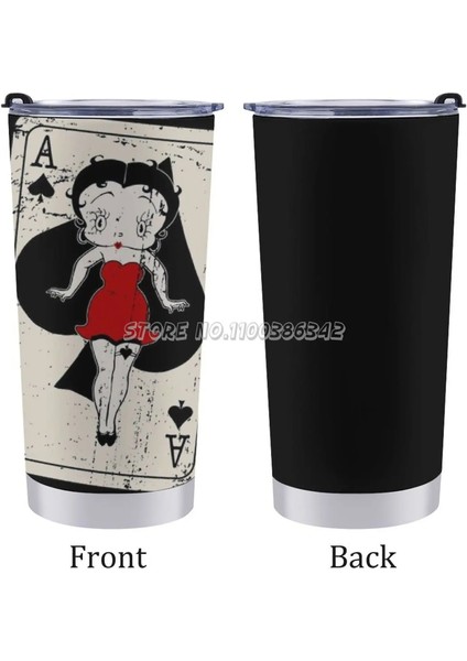 20 Oz - Boop 20 Oz Araba Fincan Seyahat Kahve Kupa Paslanmaz Çelik Yalıtımlı Kahve Içecek Çay Bardağı Klasik Sıkıntılı Ace Goth Ölüm Retro Sp (Yurt Dışından)