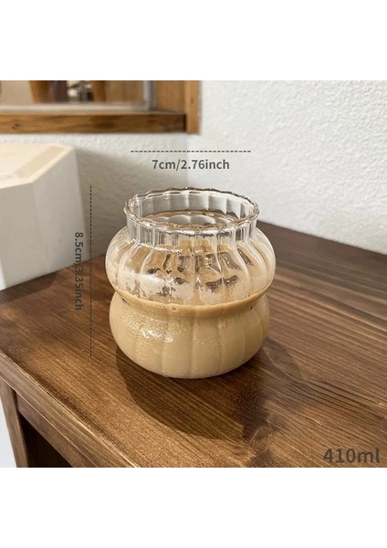 Şerit C-410ML 410-865ML 18OZ Cam Kahve Kupaları Süt Kupası Cam Isıya Dayanıklı Içme Bardakları Kahvaltı Fincan Su Bardağı Büyük Kapasiteli Tumbler (Yurt Dışından)