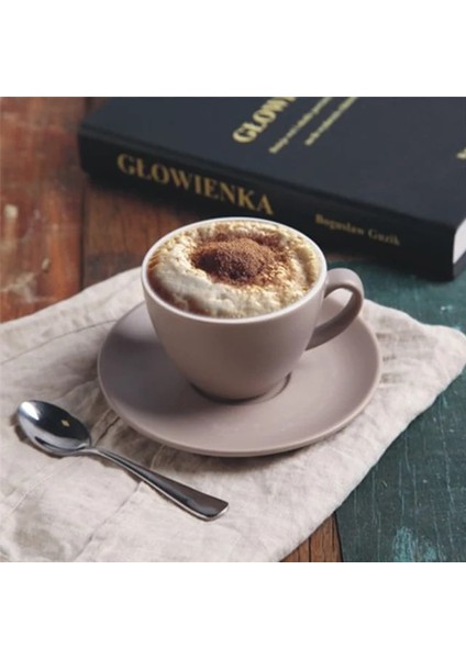 Gri Renk 200 ml 1 Adet Iskandinav Tarzı Mat Kahve Fincanı ve Tabağı Seti Seramik Basit Saf Renk Çay Bardağı 200 ml Latte Konsantre Bardak Porselen Hediye (Yurt Dışından)
