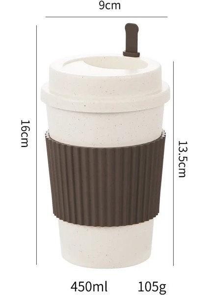 Kahve Yeniden Kullanılabilir Kahve Fincanları Kapaklı Buğday Samanı Taşınabilir Kahve Fincanı Bulaşık Makinesinde Yıkanabilir Çevre Dostu Kahve Kupa Kahve Çay Espresso Bardak (Yurt Dışından)