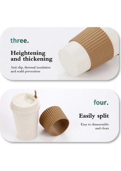 Kahve Yeniden Kullanılabilir Kahve Fincanları Kapaklı Buğday Samanı Taşınabilir Kahve Fincanı Bulaşık Makinesinde Yıkanabilir Çevre Dostu Kahve Kupa Kahve Çay Espresso Bardak (Yurt Dışından) indirimleri