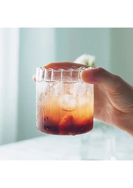 350ML 260ML/350ML Cam Çizgili Bardak Isıya Dayanıklı Şeffaf Çay Bardağı Süt Kahve Fincanı Milkshake Fincan Hafif Kahvaltı Fincan Drinkware (Yurt Dışından)