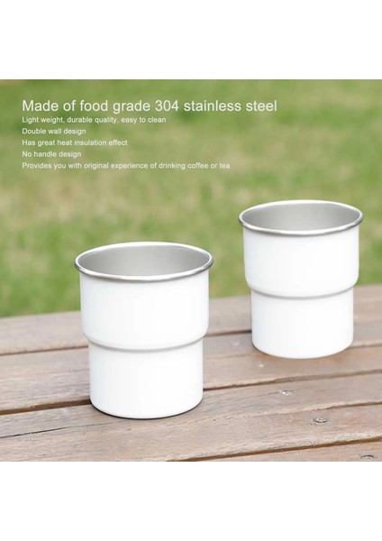 Beyaz Yalıtımlı Bardak 320 ml Paslanmaz Çelik Çift Duvar Küçük Kahve Kupa Metal Içme Bardağı Ev Kamp Için (Yurt Dışından) fırsatları