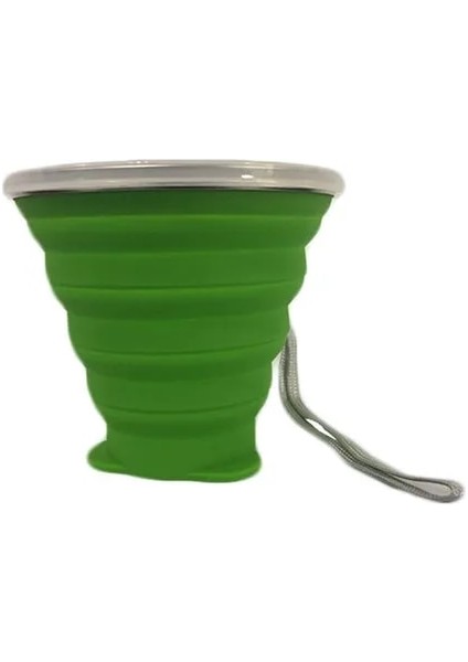 Yeşil 270 ml Taşınabilir Katlanır Bardak Gıda Sınıfı Su Bardağı Seyahat Silikon Geri Çekilebilir Renkli Taşınabilir Açık Kahve Handcup (Yurt Dışından)