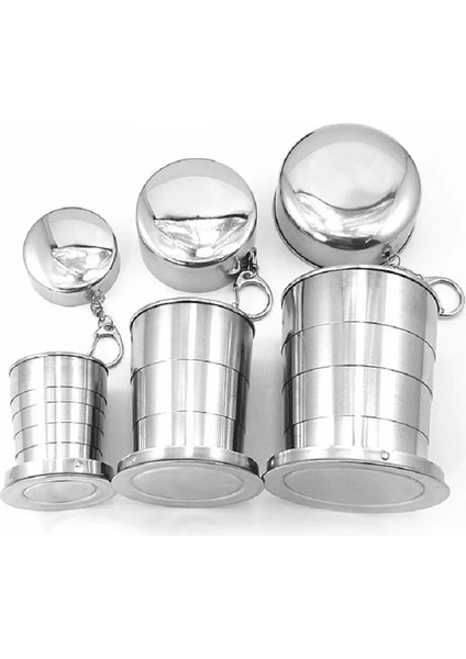 250 ml 75 ML/150 ML/250 ml Paslanmaz Çelik Katlanır Bardak Teleskopik Kupa Çay Için Anahtarlık Handcup ile Taşınabilir Açık Seyahat Kamp (Yurt Dışından) fiyatları