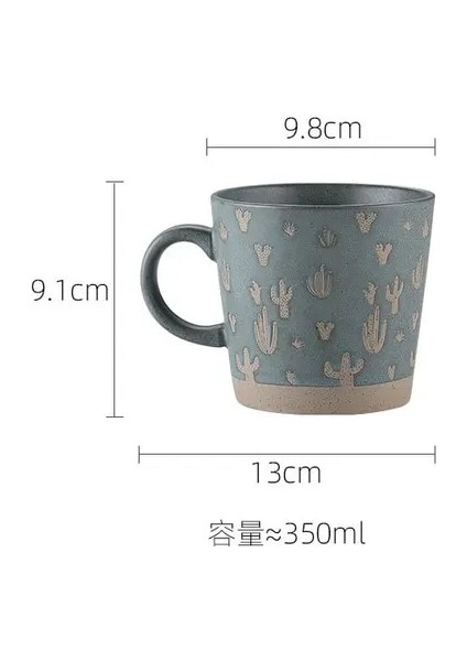 D Yeşil 350 ml Yeni Kahve Fincanları Büyük Iskandinav Retro Seramik Kahve Kupa Coffeeware Ofis Çay Kupa Çift Su Bardağı Ev Kumtaşın Kupalar (Yurt Dışından)