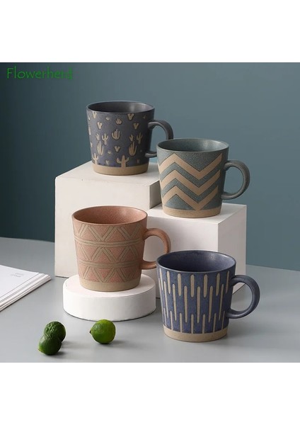 D Yeşil 350 ml Yeni Kahve Fincanları Büyük Iskandinav Retro Seramik Kahve Kupa Coffeeware Ofis Çay Kupa Çift Su Bardağı Ev Kumtaşın Kupalar (Yurt Dışından) modelleri