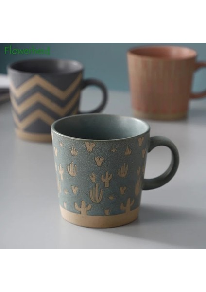 D Yeşil 350 ml Yeni Kahve Fincanları Büyük Iskandinav Retro Seramik Kahve Kupa Coffeeware Ofis Çay Kupa Çift Su Bardağı Ev Kumtaşın Kupalar (Yurt Dışından) indirimleri