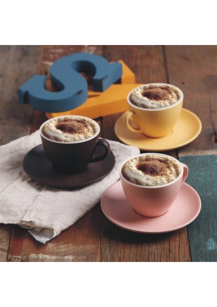 Gri Renk 200 ml 1 Adet Iskandinav Tarzı Mat Kahve Fincanı ve Tabağı Seti Seramik Basit Saf Renk Çay Bardağı 200 ml Latte Konsantre Bardak Porselen Hediye (Yurt Dışından)