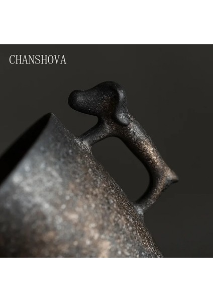 C 95ML Chanshova 95ML Geleneksel Çin Retro Renk Sır El Yapımı Seramik Kahve Fincanları Kaba Çömlek Çay Bardağı Köpek Kolu Kupalar T016 (Yurt Dışından)