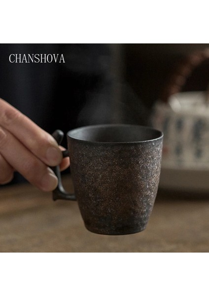 C 95ML Chanshova 95ML Geleneksel Çin Retro Renk Sır El Yapımı Seramik Kahve Fincanları Kaba Çömlek Çay Bardağı Köpek Kolu Kupalar T016 (Yurt Dışından)