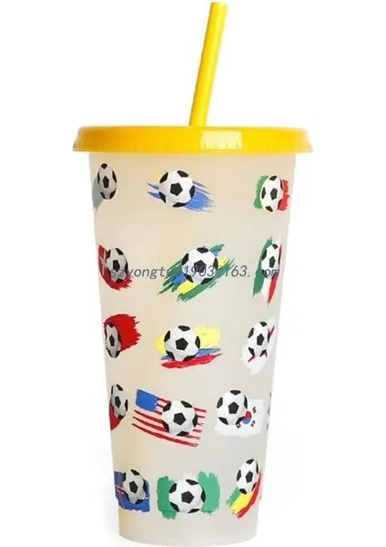 Kırmızı Renk Değiştiren Su Şişesi Taşınabilir Seyahat Kupa Futbol Bayrağı Su Içme Pipetli Bardak ve Kapaklı Plastik Bardak (Yurt Dışından) modelleri
