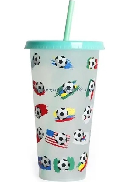 Kırmızı Renk Değiştiren Su Şişesi Taşınabilir Seyahat Kupa Futbol Bayrağı Su Içme Pipetli Bardak ve Kapaklı Plastik Bardak (Yurt Dışından) indirimleri
