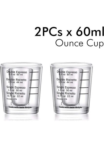 60ML-2 Adet 60/70/75ML Ahşap Saplı Cam Espresso Ölçüm Kabı Espresso Shot Cam Çift Borulu Kahve Shot Cam Süt Kahve Ölçü Sürahisi (Yurt Dışından)
