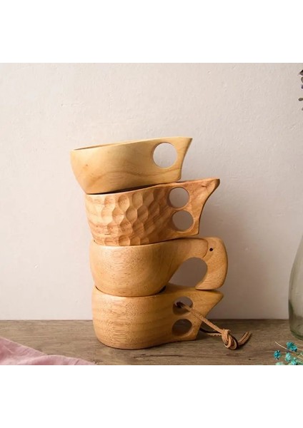 B Ahşap Bardak Çay Kahve Kupa Taşınabilir Açık Doğal Ahşap Içme Süt Kulplu Bardak Ev Dekor Drinkware Kuksa Kasa Çay Kupa (Yurt Dışından)