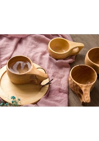 B Ahşap Bardak Çay Kahve Kupa Taşınabilir Açık Doğal Ahşap Içme Süt Kulplu Bardak Ev Dekor Drinkware Kuksa Kasa Çay Kupa (Yurt Dışından)