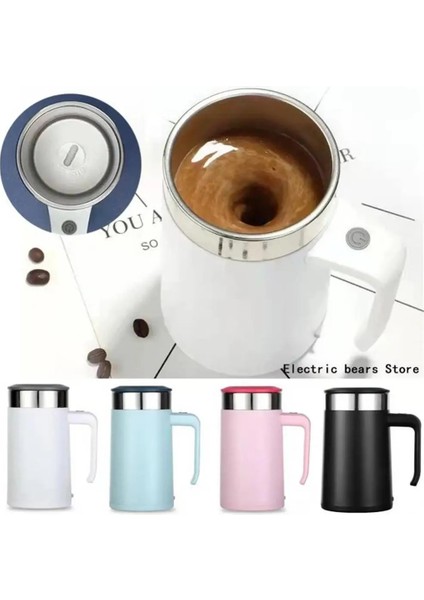 09 400ML Pil 450ML USB Şarj Edilebilir Otomatik Kendini Karıştıran Manyetik Kupa Yaratıcı 304 Paslanmaz Çelik Akıllı Kahve Süt Mikser Karıştırma Fincan (Yurt Dışından)