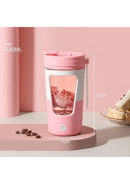 Pembe 430ML Elektrikli Karıştırma Bardağı Tam Otomatik Spor Shake Bardağı Şarj Edilebilir Taşınabilir Kahve Milkshake Karıştırma Bardağı (Yurt Dışından)