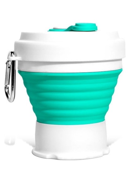 Yeşil 350 ml Katlanır Silikon 6 Renk Taşınabilir Silikon Teleskopik Içme Katlanabilir Kahve Fincanı Katlanır Silika Kapaklı Bardak Seyahat (Yurt Dışından)