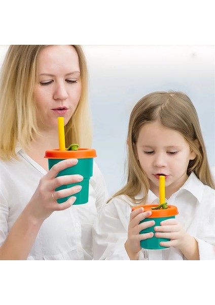 Stil 3 400 ml Anti-Sonbahar Silikon Su Bardağı 12 Karikatür Renk Çevre Dostu Drinkware Saman Tipi Çocuklar Oğlan Kız Drinkware Süt Suyu Bardak Sıcak J242 (Yurt Dışından)