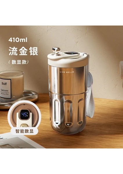 Dijital Ekranlı 401-500ML Xiaomi Akıllı Kahve Fincanı Bayanlar Refakatçi Fincan Yaz Soğutmalı Taşınabilir Paslanmaz Çelik Su Bardağı Sıcaklık Göstergeli (Yurt Dışından)
