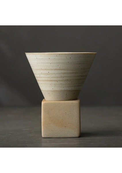 Yaratıcı Bir Retro Seramik Kahve Fincanı Koni Kaba Çömlek Çay Bardağı Japon Latte Çekme Çiçek Porselen Fincan Ev Yeni Çömlekçilik Kupa (Yurt Dışından)