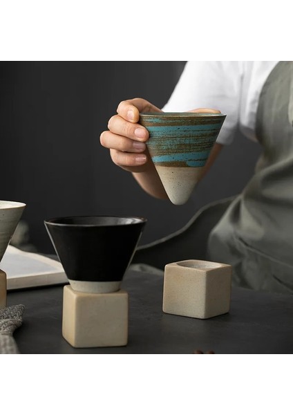 Yaratıcı Bir Retro Seramik Kahve Fincanı Koni Kaba Çömlek Çay Bardağı Japon Latte Çekme Çiçek Porselen Fincan Ev Yeni Çömlekçilik Kupa (Yurt Dışından) fiyatları