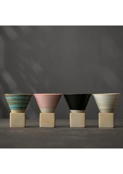 Yaratıcı Bir Retro Seramik Kahve Fincanı Koni Kaba Çömlek Çay Bardağı Japon Latte Çekme Çiçek Porselen Fincan Ev Yeni Çömlekçilik Kupa (Yurt Dışından) modelleri