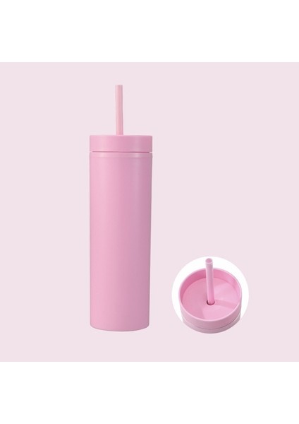 1 Hasır Kapaklar 460 Ml/16 Oz Plastik Saman Bardak Çift Katmanlı Su Şişeleri Kahve Fincanı Yeniden Kullanılabilir Sert Plastik Tumbler Kapaklı Drinkware Noel Hediyesi (Yurt Dışından)