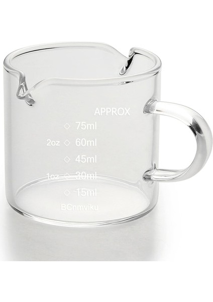 75ML Ahşap Saplı Çift/tek Ağızlı Süt Sürahisi Şeffaf Ölçekli Kahve Malzemeleri Mutfak Ölçüm Bardağı Cam Kahve Ölçüm Kabı (Yurt Dışından)