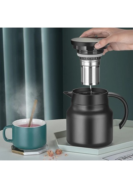Siyah 800 ml 800/1000 ml Büyük Kapasiteli Su Isıtıcısı Paslanmaz Çelik Cezve Isı Yalıtımı Taşınabilir Çaydanlık Kahve Filtresi Coffeeware (Yurt Dışından)