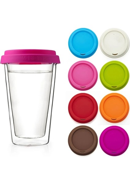 Beyaz 400 ml 13.6 Oz 10 Ons Isıya Dayanıklı Çift Duvar Borosilikat Kahve Fincanları Kupalar Latte Içecekler Için Farklı Renk Silikon Kapaklı Tumbler (Yurt Dışından) fiyatları