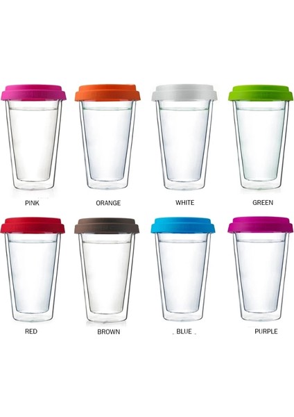 Beyaz 400 ml 13.6 Oz 10 Ons Isıya Dayanıklı Çift Duvar Borosilikat Kahve Fincanları Kupalar Latte Içecekler Için Farklı Renk Silikon Kapaklı Tumbler (Yurt Dışından) modelleri