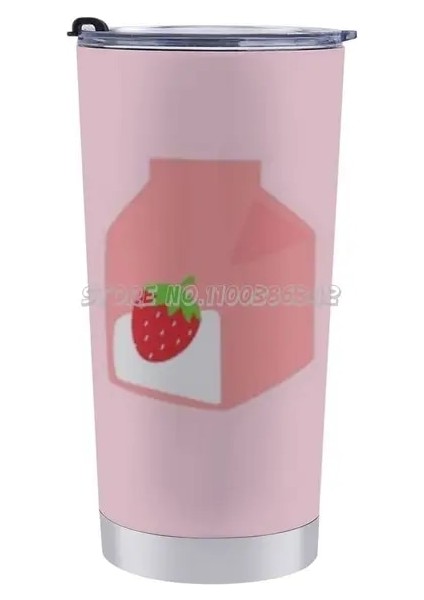 20 Oz Çilek Süt Karikatür Kawaii Seyahat Kupa Buz Bardağı 304 Paslanmaz Çelik Vakum Yalıtımlı Araba Bardak Kahve Kupa Kore Kore Şeftali Mil (Yurt Dışından)
