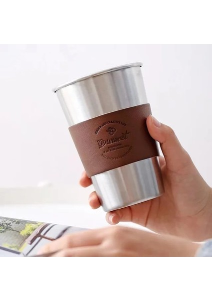 500ML Paslanmaz Çelik Yüksek Sıcaklığa Dayanıklı Taşınabilir Anti-Haşlanma Kahve Fincanı Gıda Sınıfı Bira Bardağı Açık Kamp Su Bardağı (Yurt Dışından)