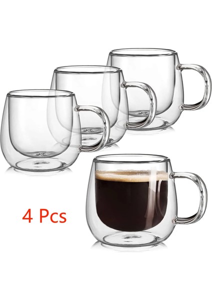 2 Adet 300 ml Jz Çift Duvar Cam Kahve Kupaları 10 Oz Kulplu 4 Yalıtımlı Şeffaf Çay Fincanları Seti, Espresso, Latte ve Cappuccino Için Mükemmel (Yurt Dışından)